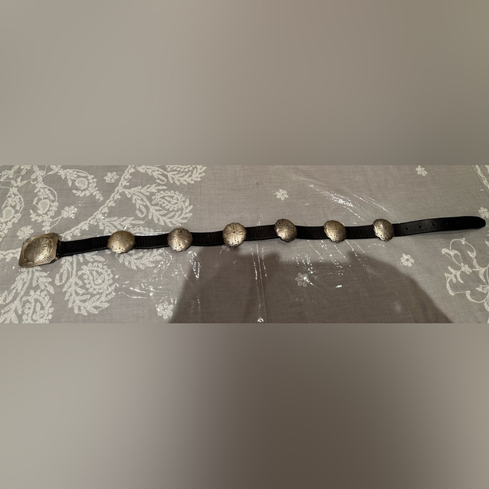❤️ RALPH LAUREN Black Leather Belt with Silver Accents - Picture 2 of 16